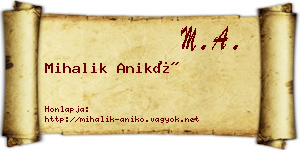 Mihalik Anikó névjegykártya