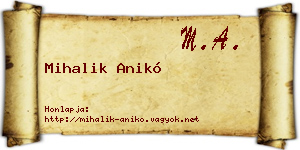 Mihalik Anikó névjegykártya